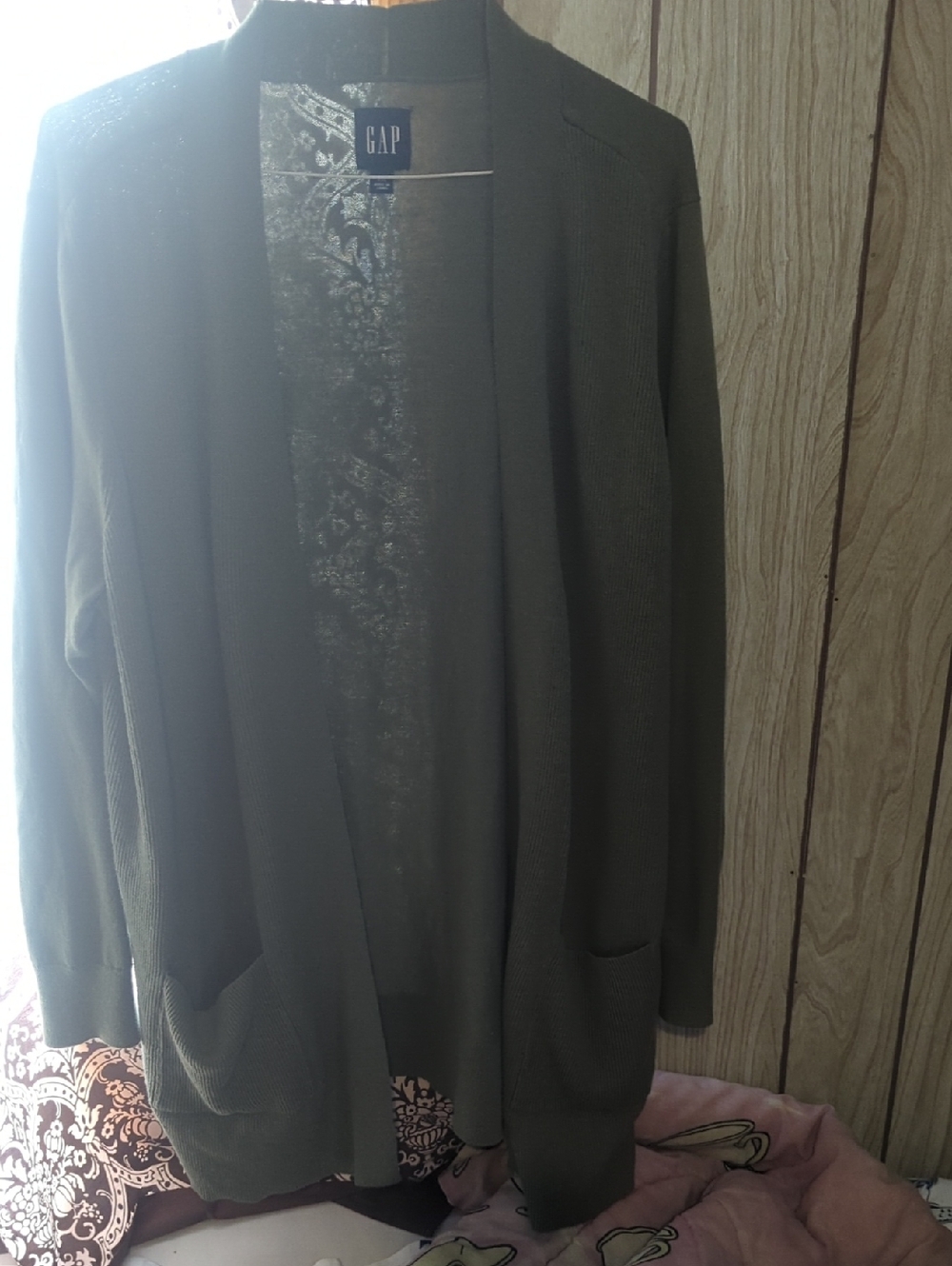 GAP Olive Green Open-Front Pocket Cardigan Women's 2XL NWOT